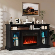 Load image into Gallery viewer, 58" Electric Fireplace TV Stand for 65" TVs, Entertainment Center with 28" Fireplace Heater Insert, LED Lights, Remote Control &amp; Storage