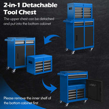 Load image into Gallery viewer, 2 - in - 1 Rolling Tool Chest, 5-Drawer Tool Storage Cabinet with Wheels, Adjustable Shelf, Tool Box Organizer for Garage Warehouse Workshop