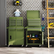 Load image into Gallery viewer, 2 - in - 1 Rolling Tool Chest, 5-Drawer Tool Storage Cabinet with Wheels, Adjustable Shelf, Tool Box Organizer for Garage Warehouse Workshop