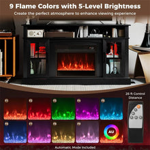 Load image into Gallery viewer, 58" Electric Fireplace TV Stand for 65" TVs, Entertainment Center with 28" Fireplace Heater Insert, LED Lights, Remote Control &amp; Storage