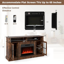 Load image into Gallery viewer, 58" Electric Fireplace TV Stand for 65" TVs, Entertainment Center with 28" Fireplace Heater Insert, LED Lights, Remote Control &amp; Storage