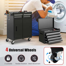 Load image into Gallery viewer, 2 - in - 1 Rolling Tool Chest, 5-Drawer Tool Storage Cabinet with Wheels, Adjustable Shelf, Tool Box Organizer for Garage Warehouse Workshop