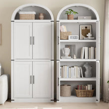 Load image into Gallery viewer, Garvee Arched Storage Cabinet, 71.6" Tall Kitchen Pantry with Doors, 5 - Tier Farmhouse Bookshelf, Large Wooden Display Cabinet for Kitchen, Dining Room, Living Room, White