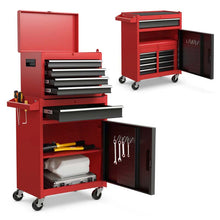 Load image into Gallery viewer, 2 - in - 1 Rolling Tool Chest, 5-Drawer Tool Storage Cabinet with Wheels, Adjustable Shelf, Tool Box Organizer for Garage Warehouse Workshop