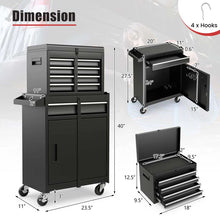 Load image into Gallery viewer, 2 - in - 1 Rolling Tool Chest, 5-Drawer Tool Storage Cabinet with Wheels, Adjustable Shelf, Tool Box Organizer for Garage Warehouse Workshop