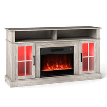Load image into Gallery viewer, 58" Electric Fireplace TV Stand for 65" TVs, Entertainment Center with 28" Fireplace Heater Insert, LED Lights, Remote Control &amp; Storage