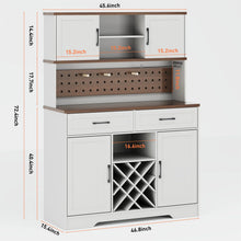 Load image into Gallery viewer, LAFGUR 72" Kitchen Storage Cabinet with Power Outlet &amp; LED Light, Coffee Bar Cabinet with Drawers &amp; Wine Glass Rack, Sideboard for Home, White