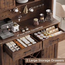 Load image into Gallery viewer, LAFGUR 72" Kitchen Storage Cabinet with Power Outlet &amp; LED Light, Coffee Bar Cabinet with Drawers &amp; Wine Glass Rack, Sideboard for Home, White