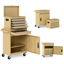 Load image into Gallery viewer, 2 - in - 1 Rolling Tool Chest, 5-Drawer Tool Storage Cabinet with Wheels, Adjustable Shelf, Tool Box Organizer for Garage Warehouse Workshop