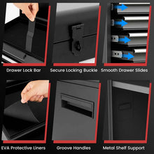 Load image into Gallery viewer, 2 - in - 1 Rolling Tool Chest, 5-Drawer Tool Storage Cabinet with Wheels, Adjustable Shelf, Tool Box Organizer for Garage Warehouse Workshop