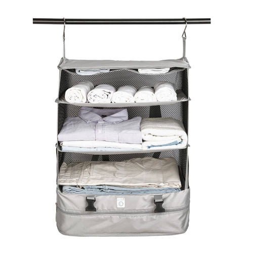 S3 The Brand Stow and Go Suitcase and Travel Luggage Organizer. A Portable Hanging Closet for Easy Garment Packing and Clothes Shelves Organization S