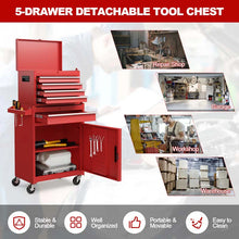 Load image into Gallery viewer, 2 - in - 1 Rolling Tool Chest, 5-Drawer Tool Storage Cabinet with Wheels, Adjustable Shelf, Tool Box Organizer for Garage Warehouse Workshop