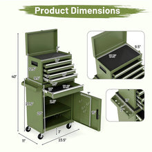 Load image into Gallery viewer, 2 - in - 1 Rolling Tool Chest, 5-Drawer Tool Storage Cabinet with Wheels, Adjustable Shelf, Tool Box Organizer for Garage Warehouse Workshop