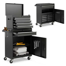 Load image into Gallery viewer, 2 - in - 1 Rolling Tool Chest, 5-Drawer Tool Storage Cabinet with Wheels, Adjustable Shelf, Tool Box Organizer for Garage Warehouse Workshop