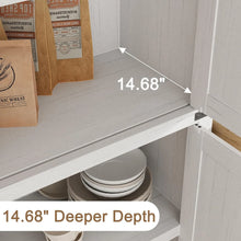 Load image into Gallery viewer, Garvee Arched Storage Cabinet, 71.6" Tall Kitchen Pantry with Doors, 5 - Tier Farmhouse Bookshelf, Large Wooden Display Cabinet for Kitchen, Dining Room, Living Room, White