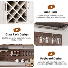 Load image into Gallery viewer, LAFGUR 72" Kitchen Storage Cabinet with Power Outlet &amp; LED Light, Coffee Bar Cabinet with Drawers &amp; Wine Glass Rack, Sideboard for Home, White