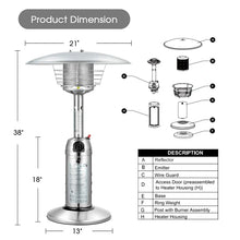 Load image into Gallery viewer, 11,000 BTU Tabletop Propane Patio Heater, Portable Stainless Steel Outdoor Heater with Adjustable Flame &amp; Tip - Over Protection
