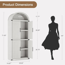 Load image into Gallery viewer, Garvee Arched Storage Cabinet, 71.6" Tall Kitchen Pantry with Doors, 5 - Tier Farmhouse Bookshelf, Large Wooden Display Cabinet for Kitchen, Dining Room, Living Room, White