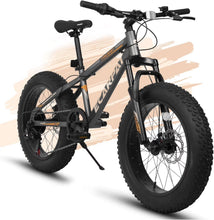 Load image into Gallery viewer, 20 in Mountain Bike for 7 - 15 Years Old, 7 Speed Kids Bike with High Carbon Steel Frame, Fat Tire and Dual Disc Brake, Front Suspension Mountain