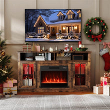 Load image into Gallery viewer, 58" Electric Fireplace TV Stand for 65" TVs, Entertainment Center with 28" Fireplace Heater Insert, LED Lights, Remote Control &amp; Storage
