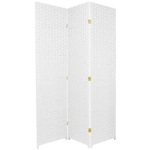 Load image into Gallery viewer, 6 Ft. Tall Woven Fiber Room Divider - 3 Panel - White