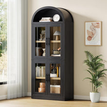 Load image into Gallery viewer, Garvee Arched Storage Cabinet, 71.6" Tall Kitchen Pantry with Doors, 5 - Tier Farmhouse Bookshelf, Large Wooden Display Cabinet for Kitchen, Dining Room, Living Room, White