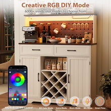 Load image into Gallery viewer, LAFGUR 72" Kitchen Storage Cabinet with Power Outlet &amp; LED Light, Coffee Bar Cabinet with Drawers &amp; Wine Glass Rack, Sideboard for Home, White