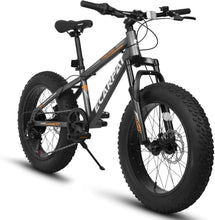 Load image into Gallery viewer, 20 in Mountain Bike for 7 - 15 Years Old, 7 Speed Kids Bike with High Carbon Steel Frame, Fat Tire and Dual Disc Brake, Front Suspension Mountain
