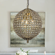 Load image into Gallery viewer, 1-Light 12" Retro Antique Gold Crystal Globe Chandelier Small Sphere Pendant Light