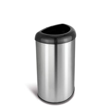 Load image into Gallery viewer, Ninestars OTT-50-19BK Open Top Office Bathroom Trash Can 13 Gal 50L Stainless Steel Base (D Shape Black Lid)