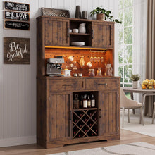 Load image into Gallery viewer, LAFGUR 72" Kitchen Storage Cabinet with Power Outlet &amp; LED Light, Coffee Bar Cabinet with Drawers &amp; Wine Glass Rack, Sideboard for Home, White