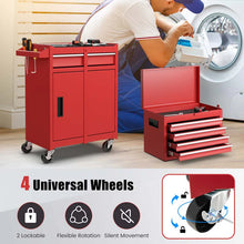 Load image into Gallery viewer, 2 - in - 1 Rolling Tool Chest, 5-Drawer Tool Storage Cabinet with Wheels, Adjustable Shelf, Tool Box Organizer for Garage Warehouse Workshop