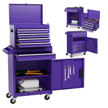 Load image into Gallery viewer, 2 - in - 1 Rolling Tool Chest, 5-Drawer Tool Storage Cabinet with Wheels, Adjustable Shelf, Tool Box Organizer for Garage Warehouse Workshop