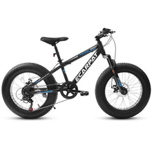 Load image into Gallery viewer, 20 in Mountain Bike for 7 - 15 Years Old, 7 Speed Kids Bike with High Carbon Steel Frame, Fat Tire and Dual Disc Brake, Front Suspension Mountain