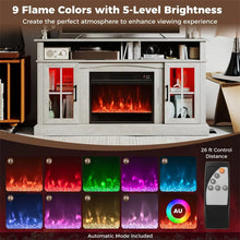 Load image into Gallery viewer, 58" Electric Fireplace TV Stand for 65" TVs, Entertainment Center with 28" Fireplace Heater Insert, LED Lights, Remote Control &amp; Storage