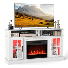 Load image into Gallery viewer, 58" Electric Fireplace TV Stand for 65" TVs, Entertainment Center with 28" Fireplace Heater Insert, LED Lights, Remote Control &amp; Storage