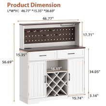 Load image into Gallery viewer, LAFGUR 72" Kitchen Storage Cabinet with Power Outlet &amp; LED Light, Coffee Bar Cabinet with Drawers &amp; Wine Glass Rack, Sideboard for Home, White
