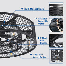 Load image into Gallery viewer, 26 - Inch Farmhouse Caged Ceiling Fan with Light, Remote &amp; APP Control Quiet DC Motor E26 Bulbs Included Black